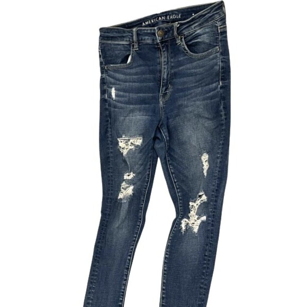 American Eagle Super Stretch Distressed Womens Skinny Jeans Size 6 Regular Blue